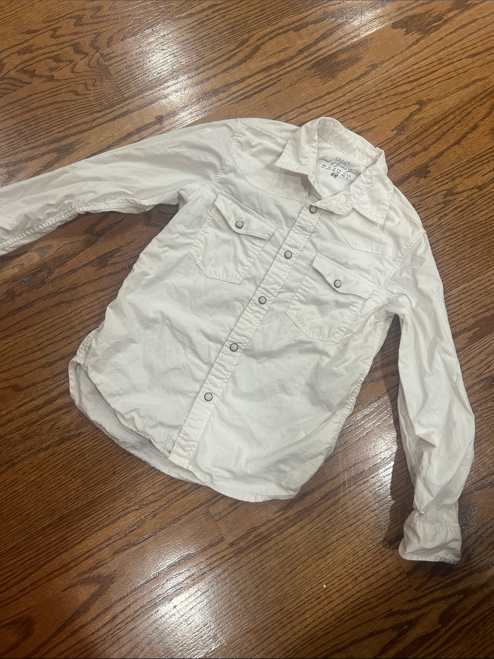 H&M White Long-Sleeve Button-Down Shirt for Kids